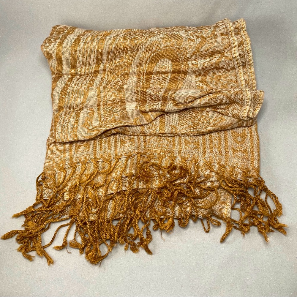 Lush gold patterned cream pashmina